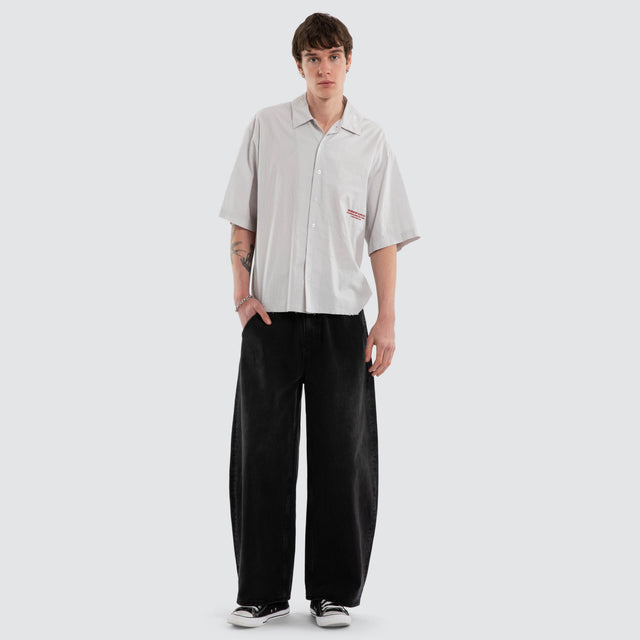 Data Point Box Crop Short Sleeve Shirt Vapour Grey