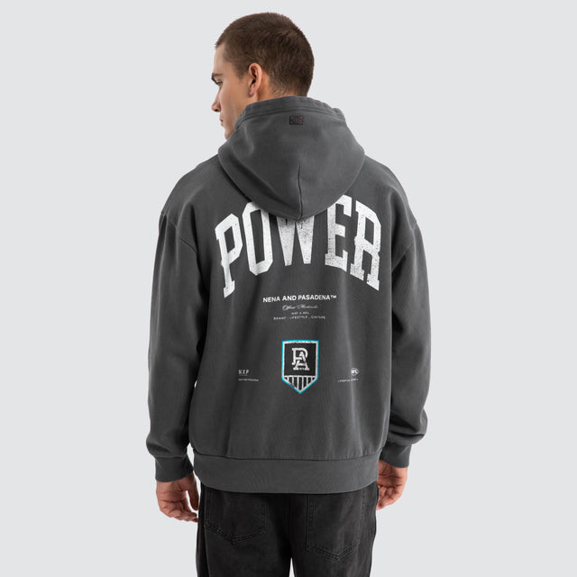 Port Adelaide Power AFL Vintage Hoodie Pigment Asphalt