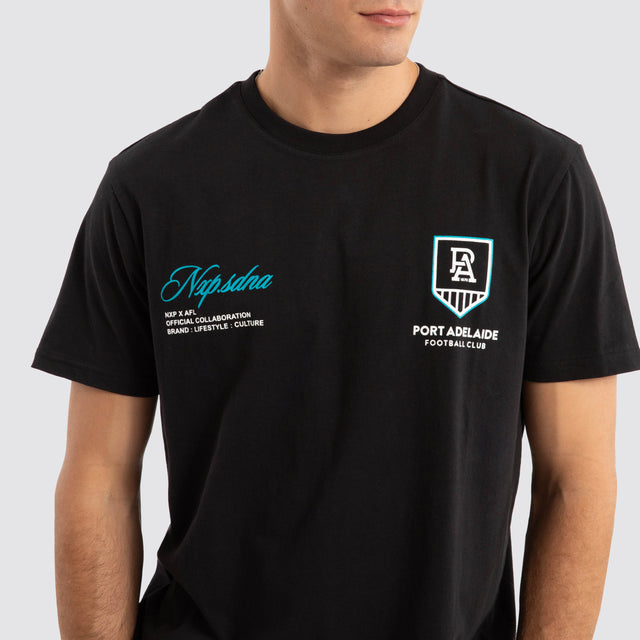 Port Adelaide Power AFL Prime Tee Jet Black