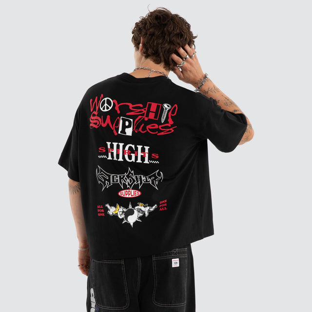 Fusion Box Crop Tee Black