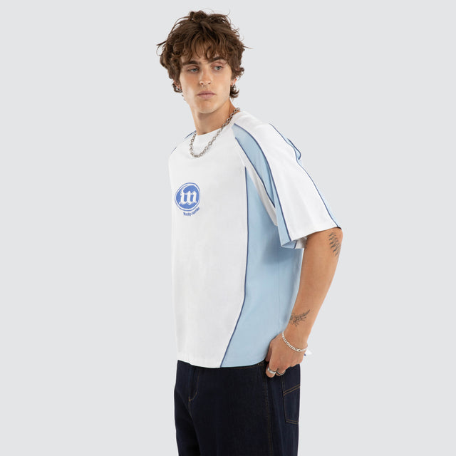 Morality Box Crop Raglan Tee White