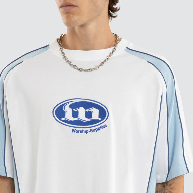 Morality Box Crop Raglan Tee White