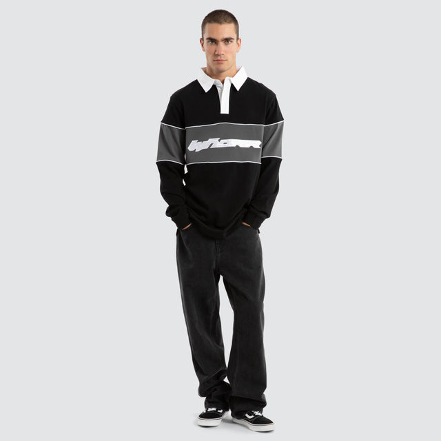 Rothman Panel Rugby Top Black