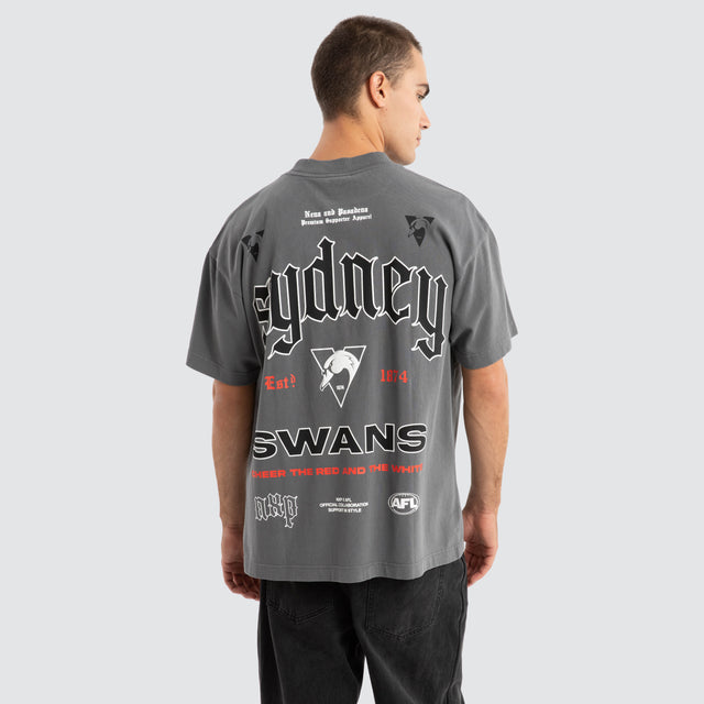 Sydney Swans AFL Stack Tee Pigment Charcoal