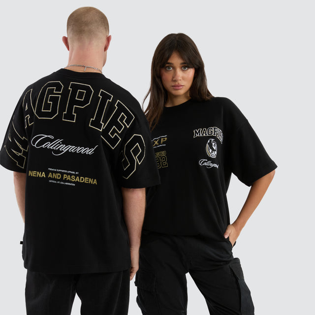 model wears Collingwood Magpies AFL Stadium Loopback Tee Black T-Shirts Black - image 1