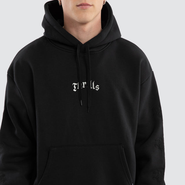Filter Slouch Pull On Hoodie Faded Black