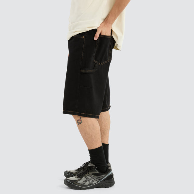 Big Slacker Denim Short Black Rinse