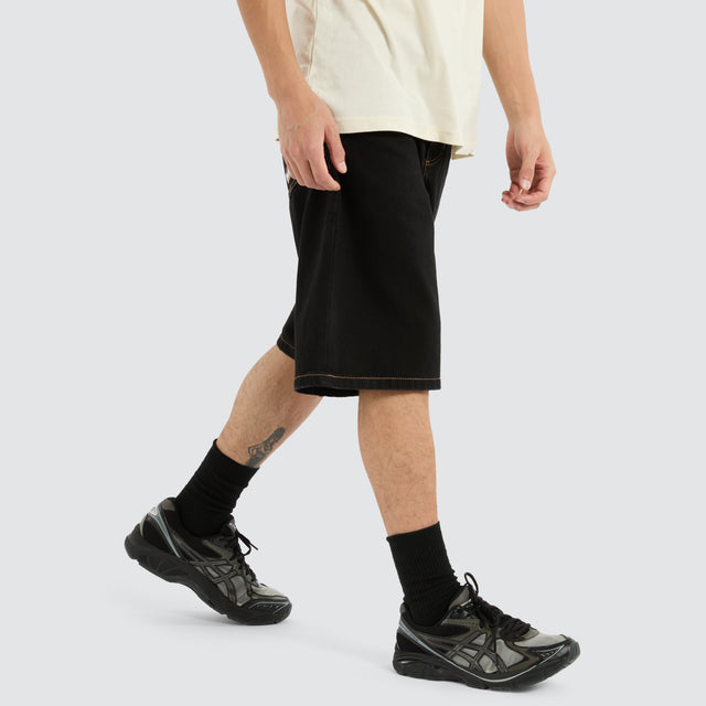 Big Slacker Denim Short Black Rinse