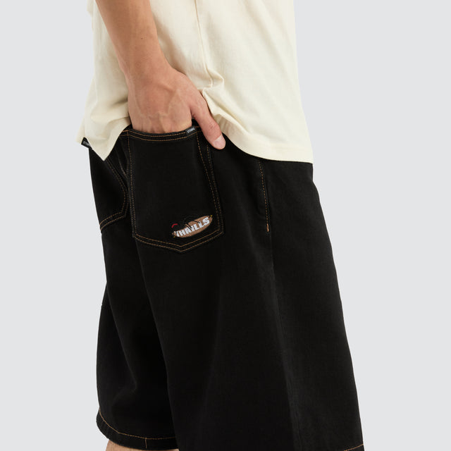 Big Slacker Denim Short Black Rinse