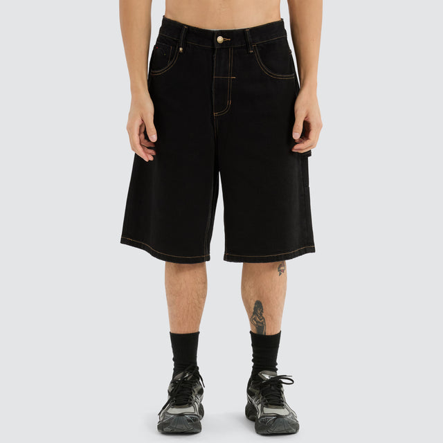 Big Slacker Denim Short Black Rinse