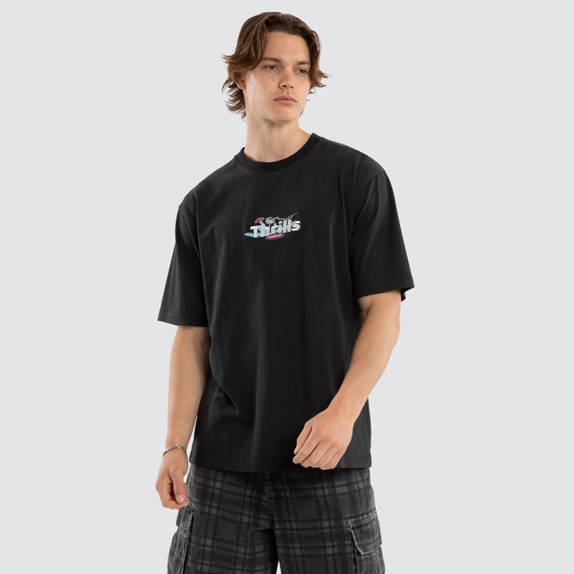 Make A Wish Oversize Faded Tee Black