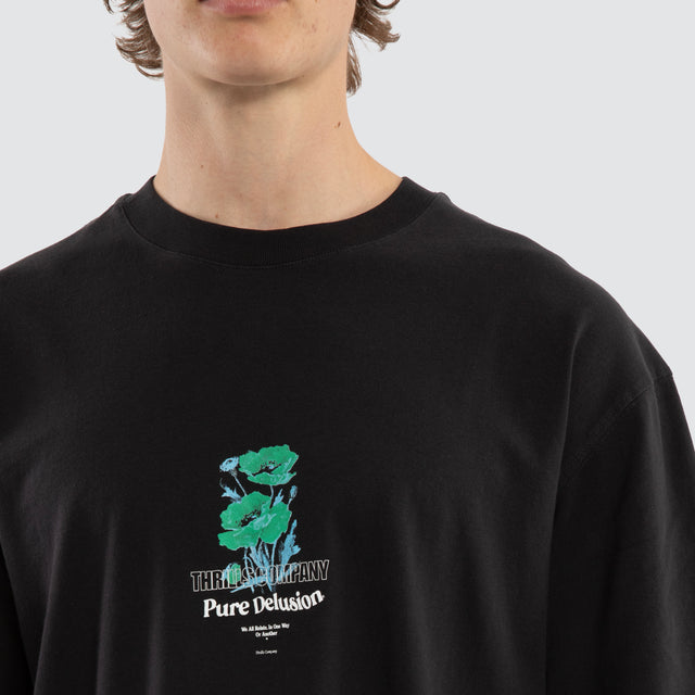 Pure Delusion Oversize Cropped Tee Faded Black