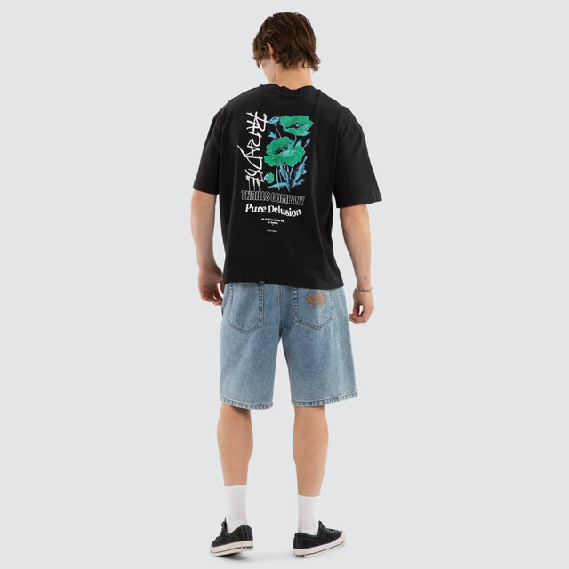 Pure Delusion Oversize Cropped Tee Faded Black