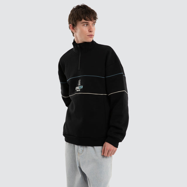 Risen 1/4 Zip Cropped Fleece Black