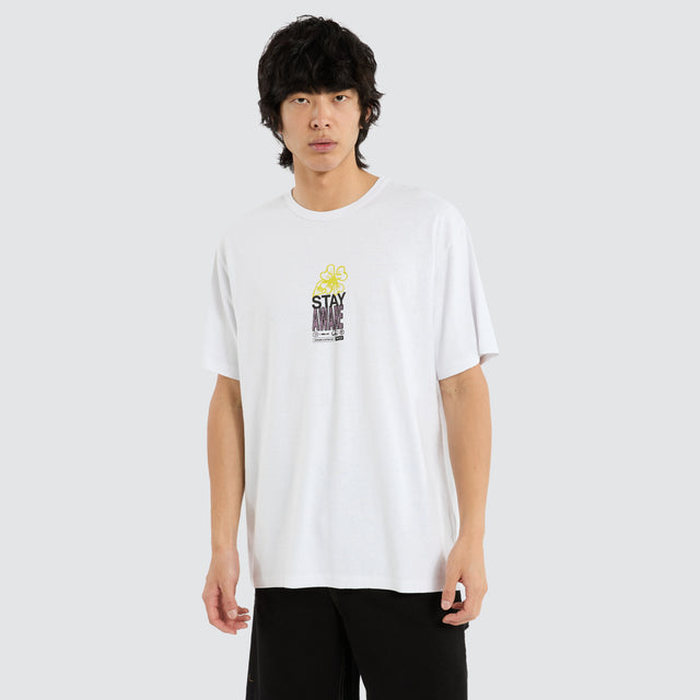 Hemp Stay Aware Merch Fit Tee Lucent White