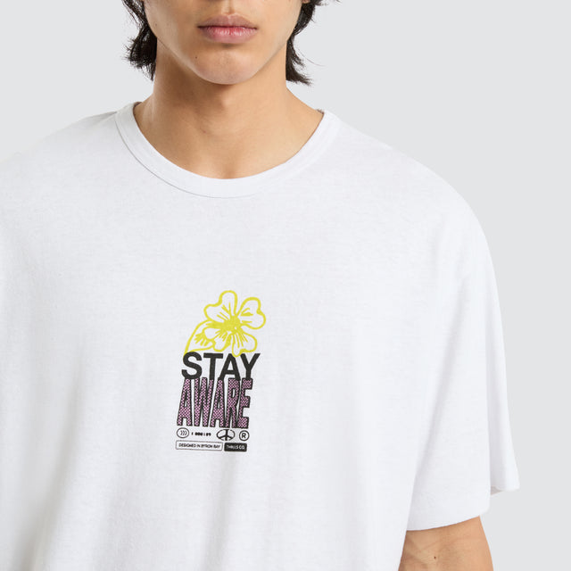 Hemp Stay Aware Merch Fit Tee Lucent White