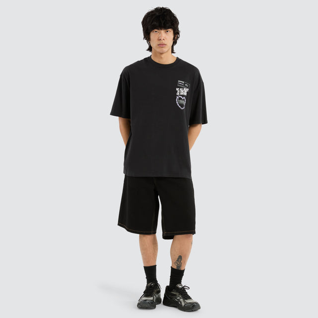 Chain Reaction Box Fit Tee Faded Black