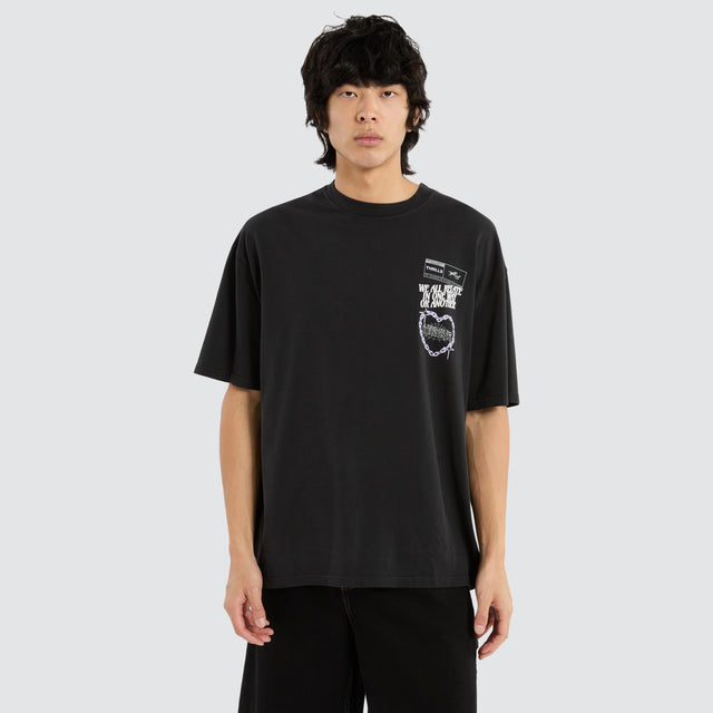 Chain Reaction Box Fit Tee Faded Black