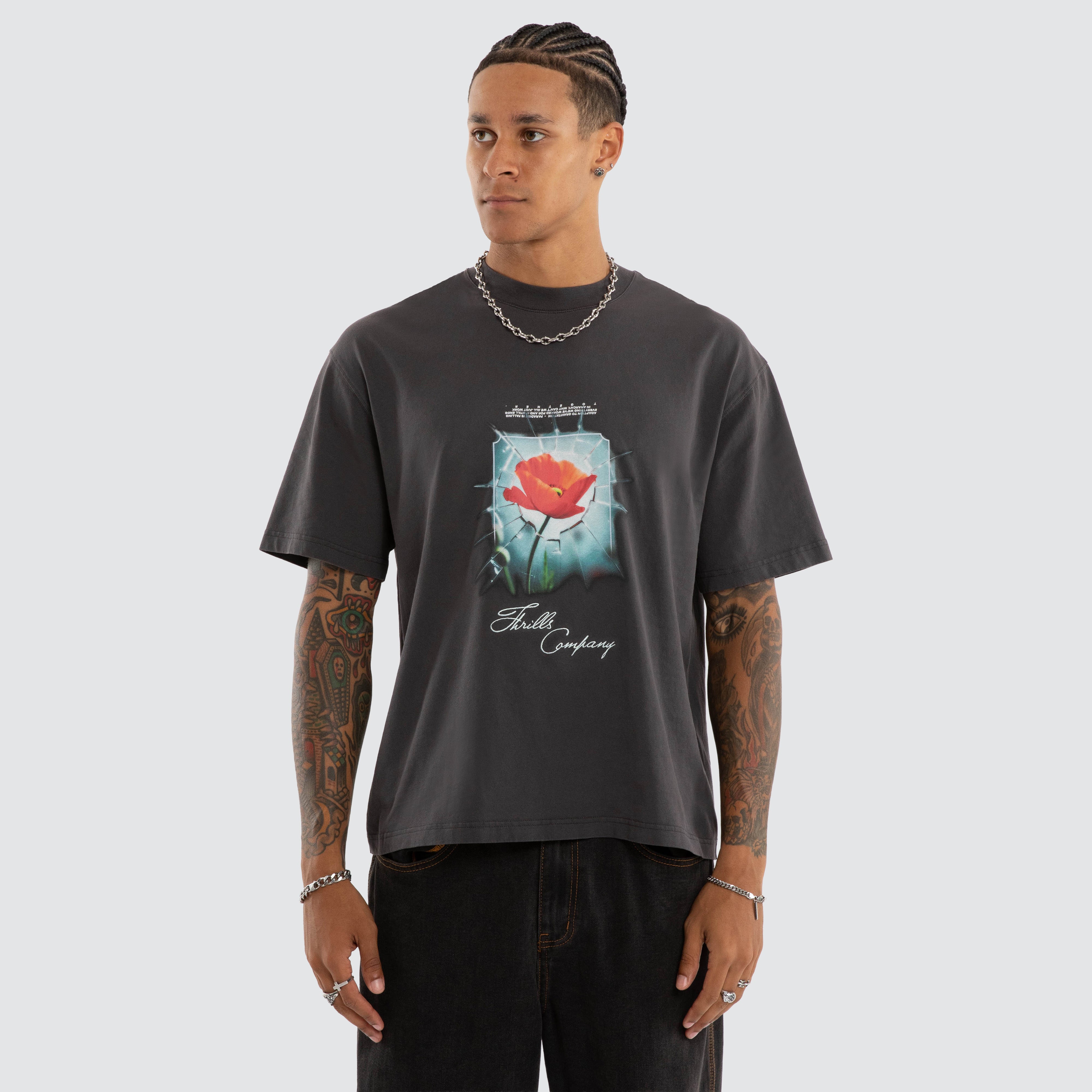 Thrills Together Together Box Crop Tee in Black | Neverland Store