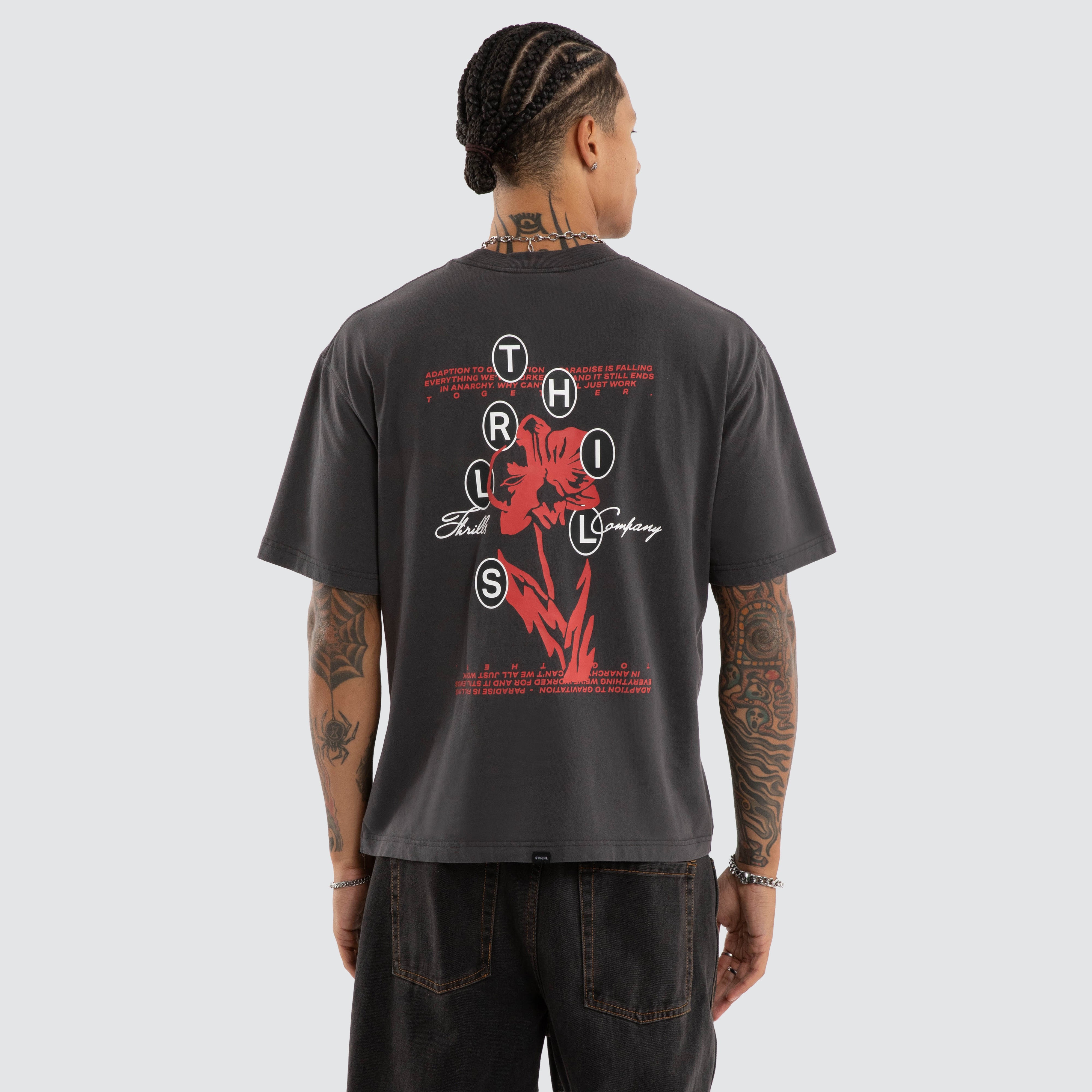 Thrills Together Together Box Crop Tee in Black | Neverland Store