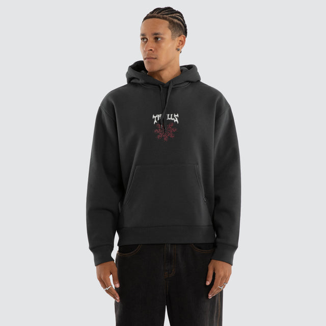 Stagger Slouch Cropped Hoodie Carbon