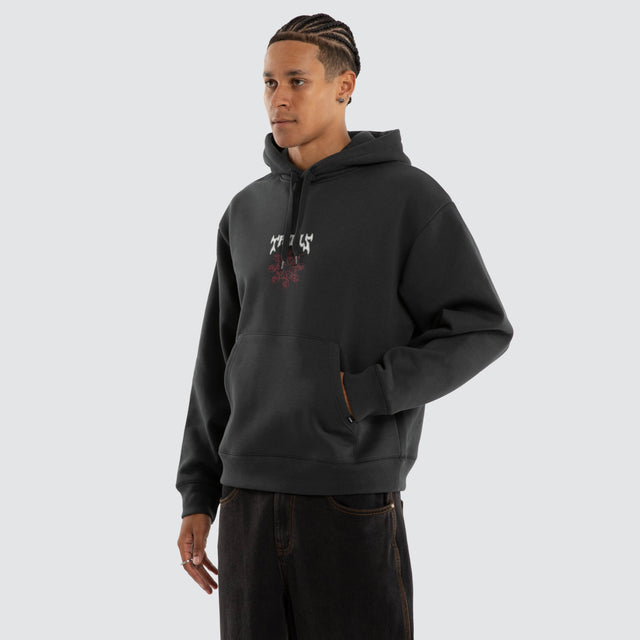 Stagger Slouch Cropped Hoodie Carbon