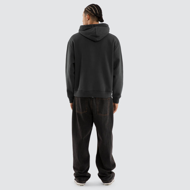 Stagger Slouch Cropped Hoodie Carbon