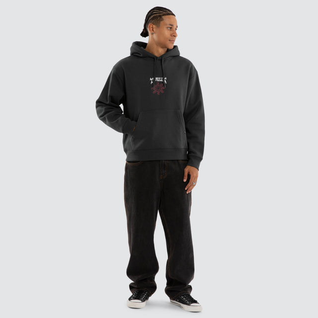 Stagger Slouch Cropped Hoodie Carbon