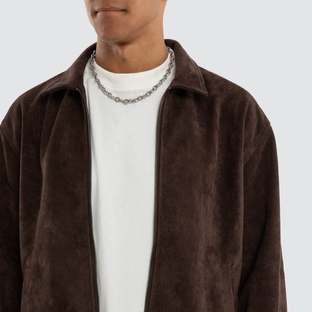 Don't Bother Me Suede Jacket Postal Brown