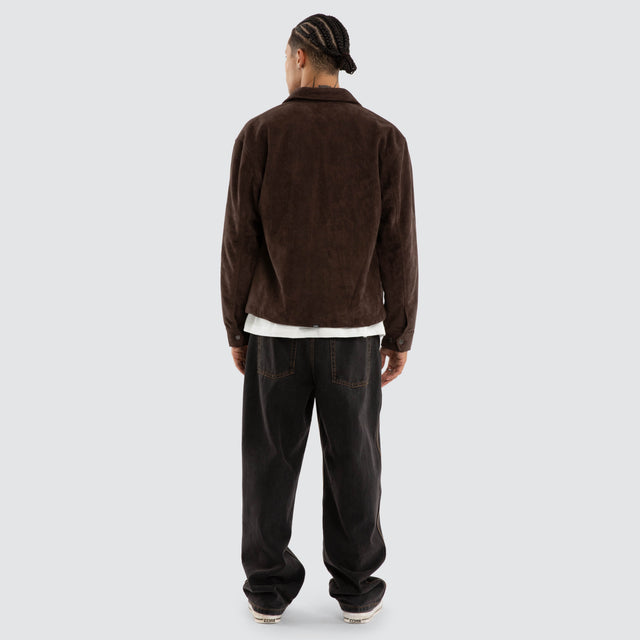 Don't Bother Me Suede Jacket Postal Brown