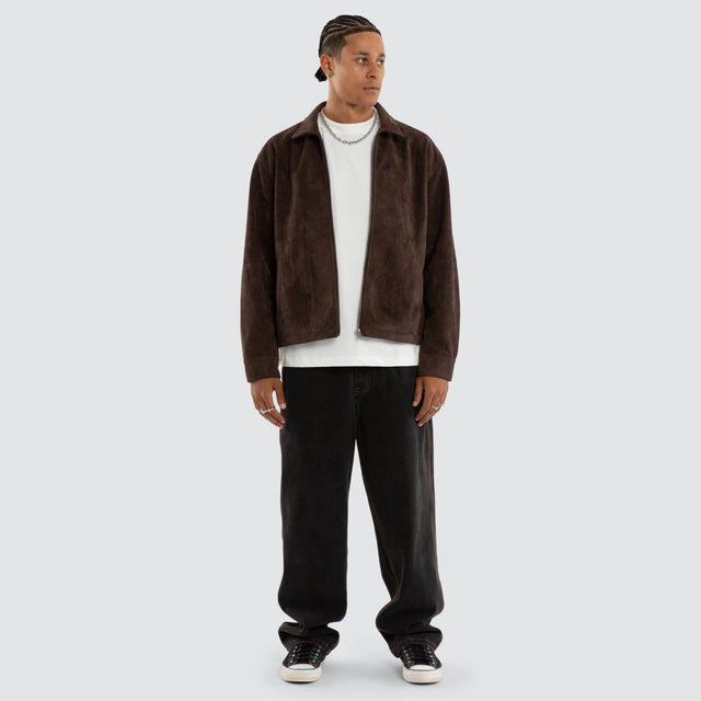 Don't Bother Me Suede Jacket Postal Brown