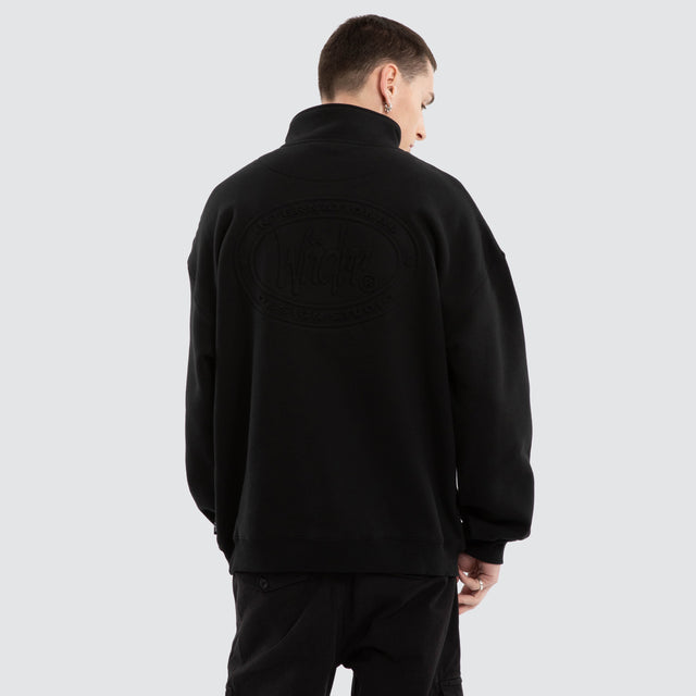 model wears Minted 1/4 Zip Sweat Black Jumpers Black - image 5