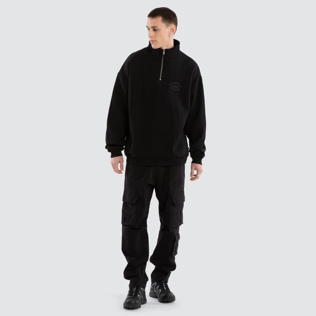 model wears Minted 1/4 Zip Sweat Black Jumpers Black - image 4