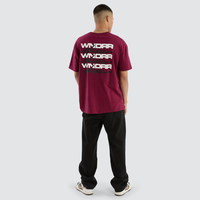 Hex Box Fit Tee Blood Red