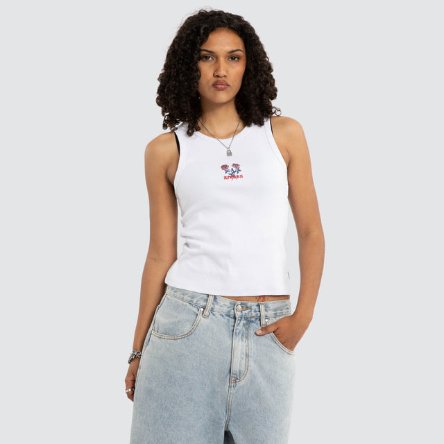 Wild Rose Rib Singlet White