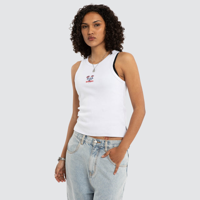 Wild Rose Rib Singlet White