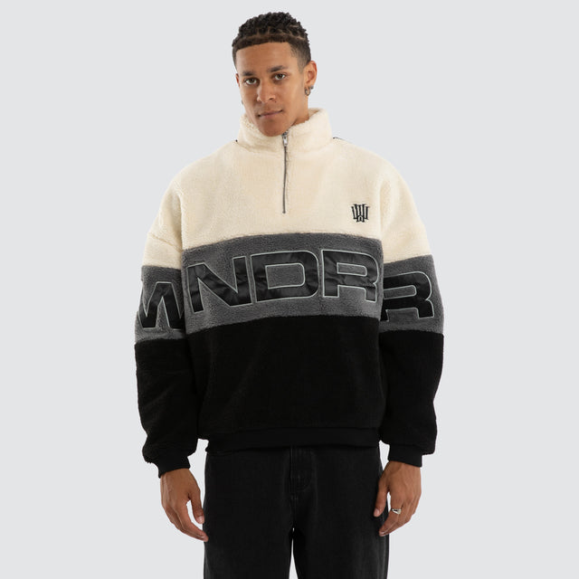 Primer 1/4 Zip Sherpa Sweater White/Black
