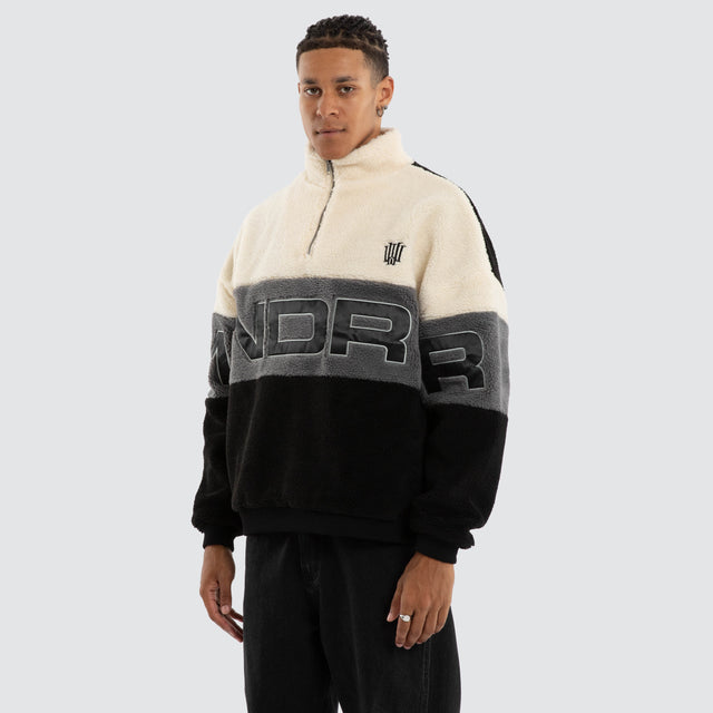 Primer 1/4 Zip Sherpa Sweater White/Black
