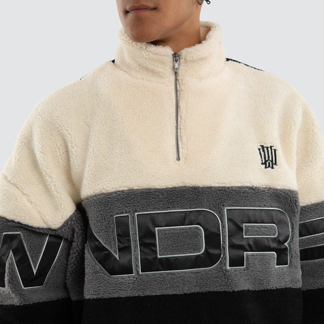 Primer 1/4 Zip Sherpa Sweater White/Black