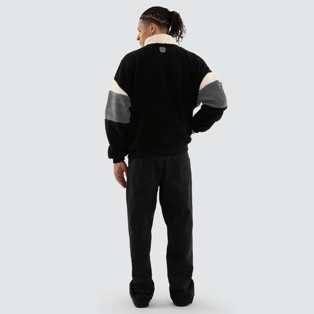 Primer 1/4 Zip Sherpa Sweater White/Black