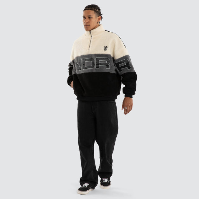 Primer 1/4 Zip Sherpa Sweater White/Black