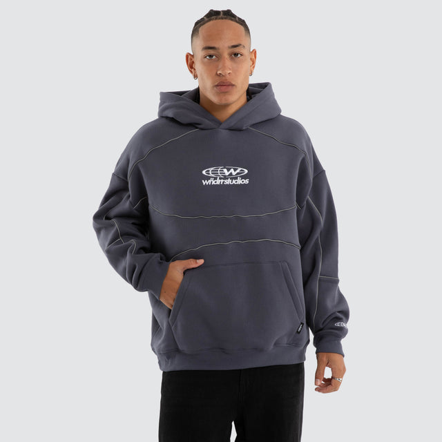 Globe Panel Hoodie Storm Blue