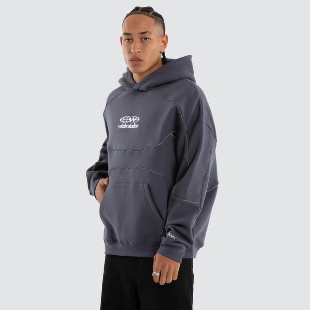 Globe Panel Hoodie Storm Blue
