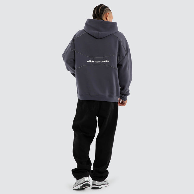 Globe Panel Hoodie Storm Blue