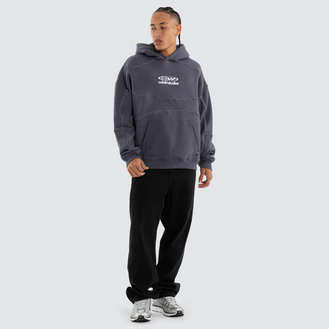 Globe Panel Hoodie Storm Blue