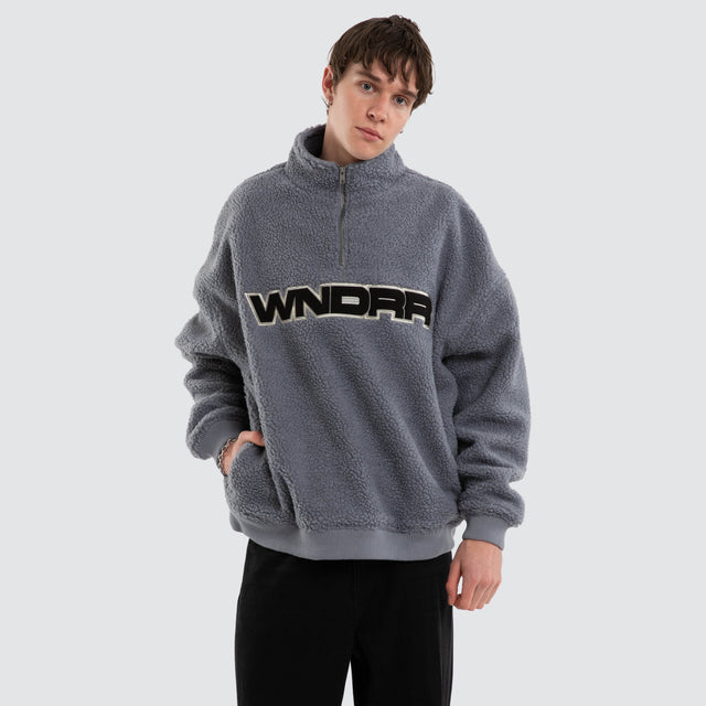 Motif 1/4 Zip Sherpa Fleece Blue