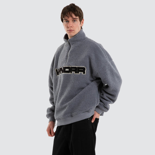 Motif 1/4 Zip Sherpa Fleece Blue