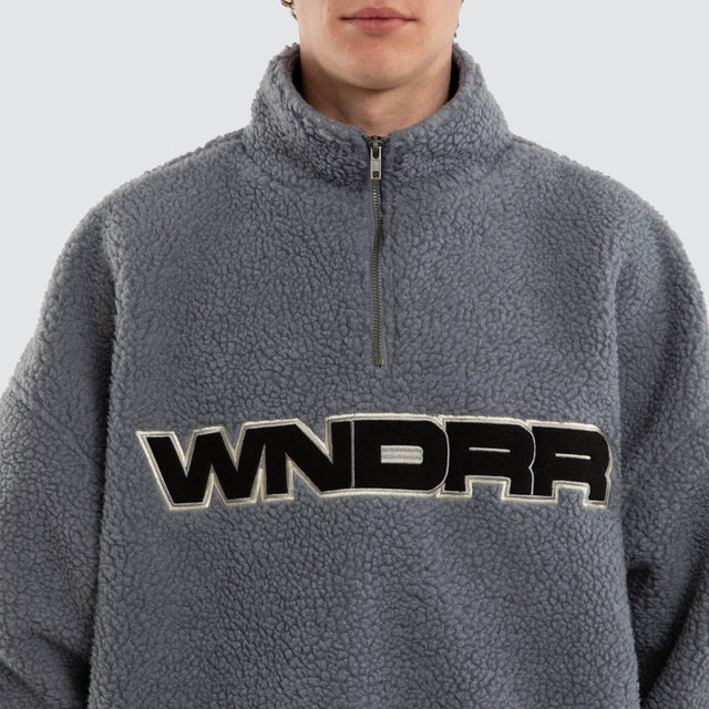 Motif 1/4 Zip Sherpa Fleece Blue