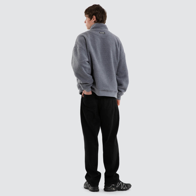 Motif 1/4 Zip Sherpa Fleece Blue