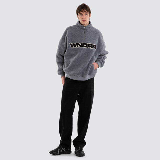 Motif 1/4 Zip Sherpa Fleece Blue